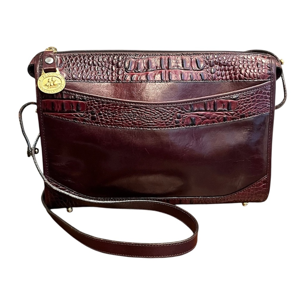 Brahmin croc mahogany vintage crossbody bag